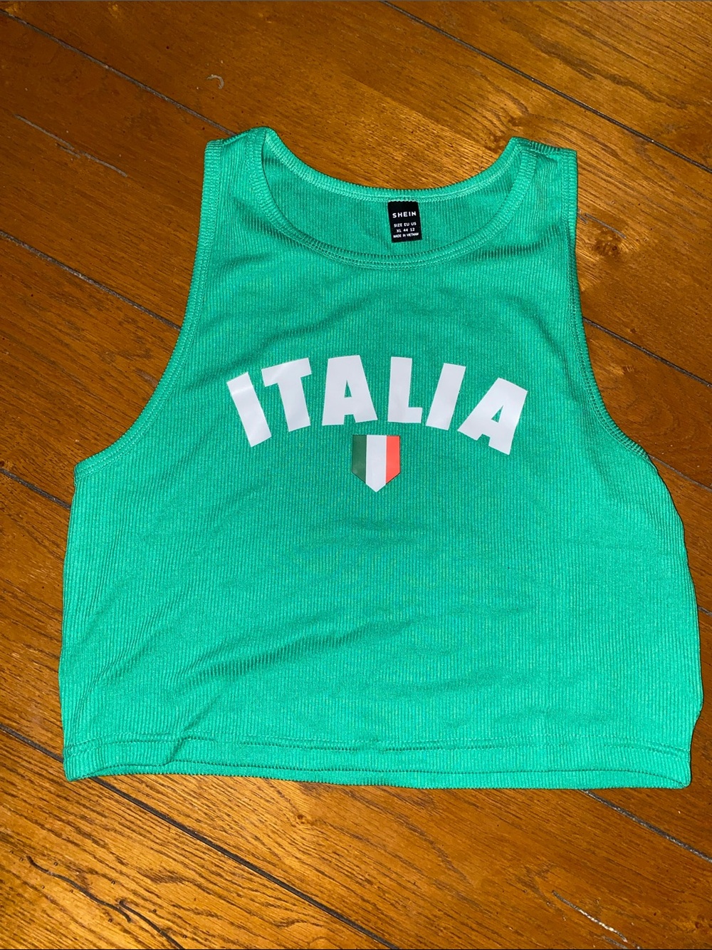 SHEIN Green Ribbed ITALIA Crop Tank